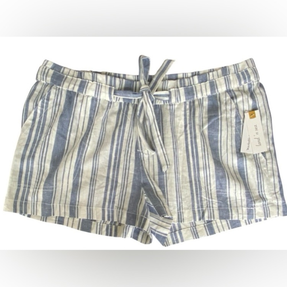 Land n’ Sea Linen blend Striped Blue and White Women's Shorts size XL